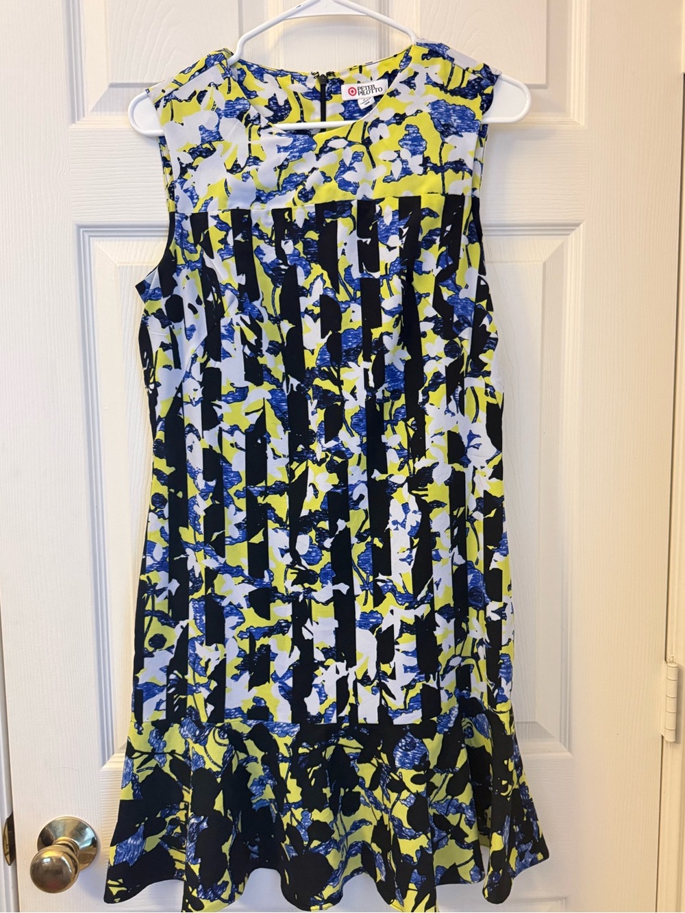 Peter pilotto Blue, Yellow & Black Sleeveless Floral-Stripe Dress